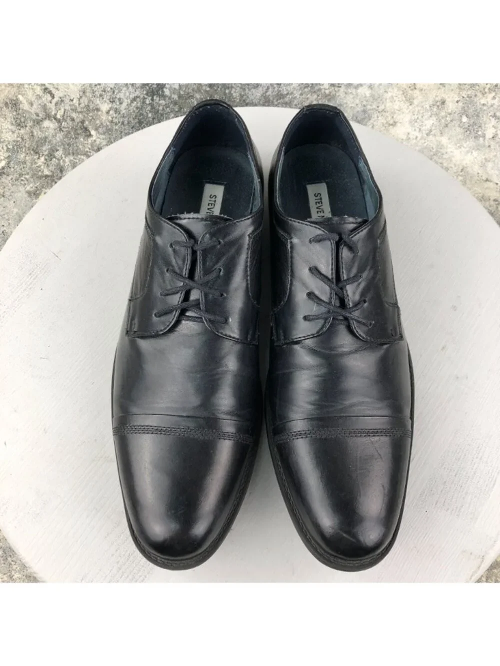 Steve Madden Men's Size 10.5M Minted Black Leather Lace-Up Oxfords Dress Shoes